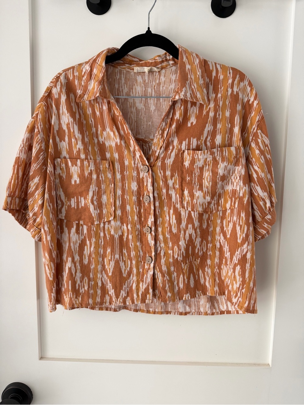 Christian Siriano Rust and White Button-Down Shirt